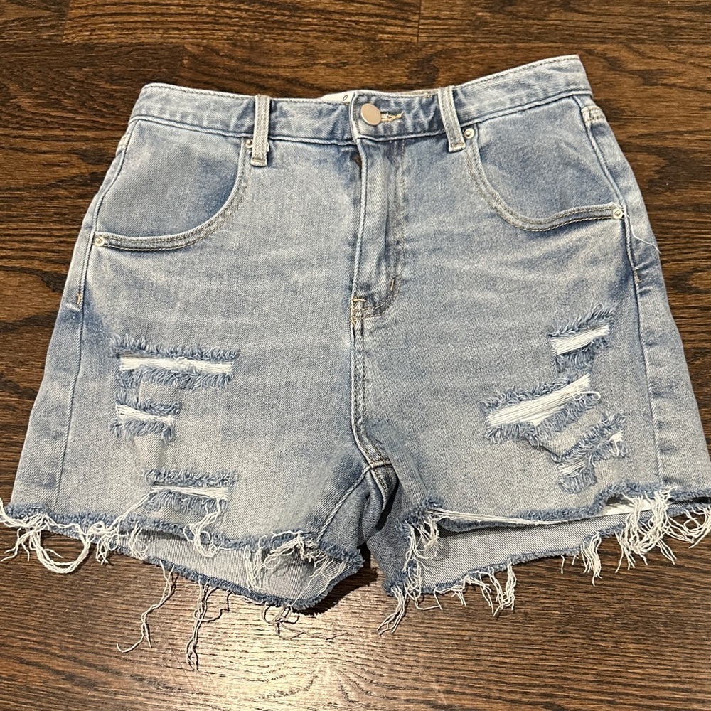 Byegreis Light Blue Distressed Jean Shorts